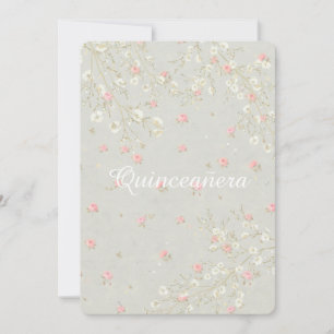 Convites Respiração de Bebê Rosa Floral Feminina Quinceaner