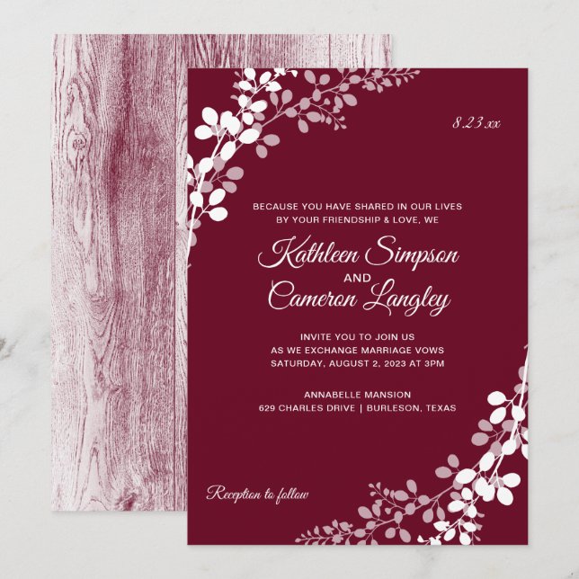 Convites Respiro de Bebê Casamento de Madeira Rústica | Mar (Frente/Verso)