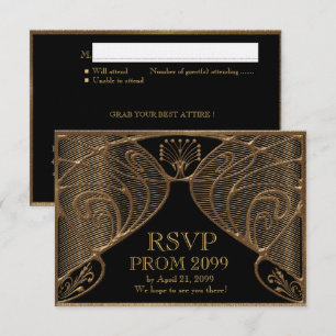 Convites RESPONDA PROM, Grande Gatsby, dourado sobre preto