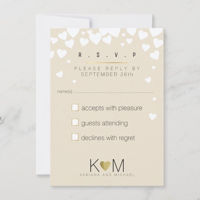 Convites responder rsvp elegante, romântico amor casamento (Frente)
