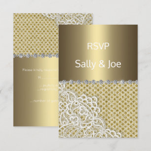 Convites RESPOSTA 2 NOIVA LACE BRONZE DOURADO Casamento de 