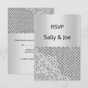 Convites Resposta de Casamento com Lace Diamond em Silver S