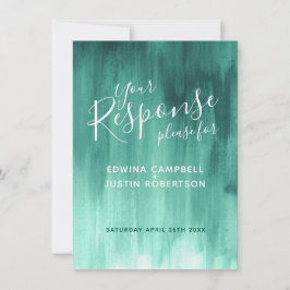 Convites Resposta de casamento de arte moderna Emerald abst
