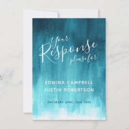 Convites Resposta de casamento de arte moderna Teal abstrat