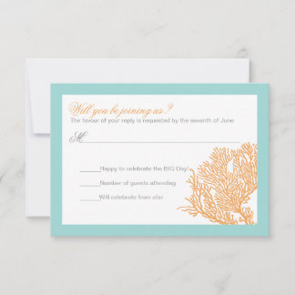 Convites Resposta de Casamento de Coral | Resposta de Casam