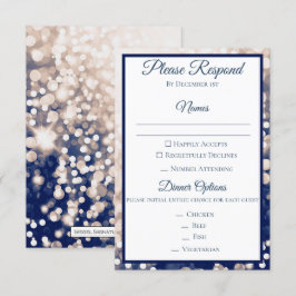 Convites Resposta de Casamento de Outono - Champanhe e Azul