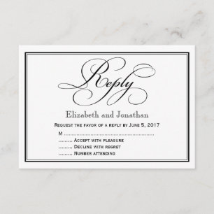 Convites Resposta de Casamento de Script de Caligrafia Pret