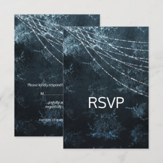 Convites resposta de Casamento Elegante Azul marinho rsvp