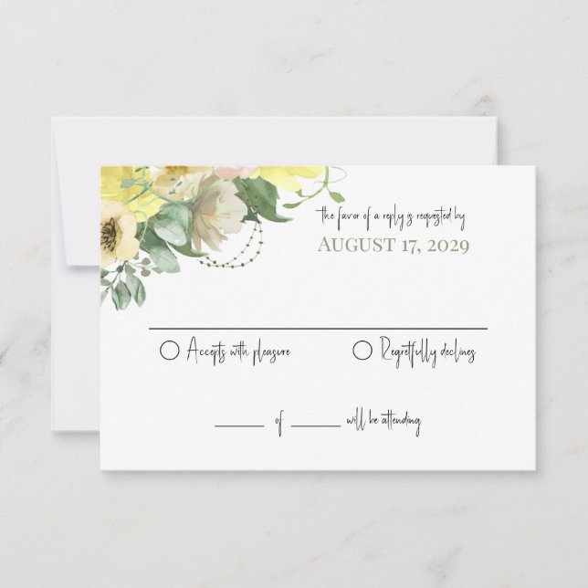 Convites Resposta de casamento entre sol e Rosas (Frente)