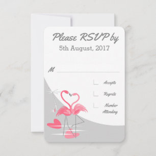 Convites Resposta de casamento Flamingo Love Large Moon