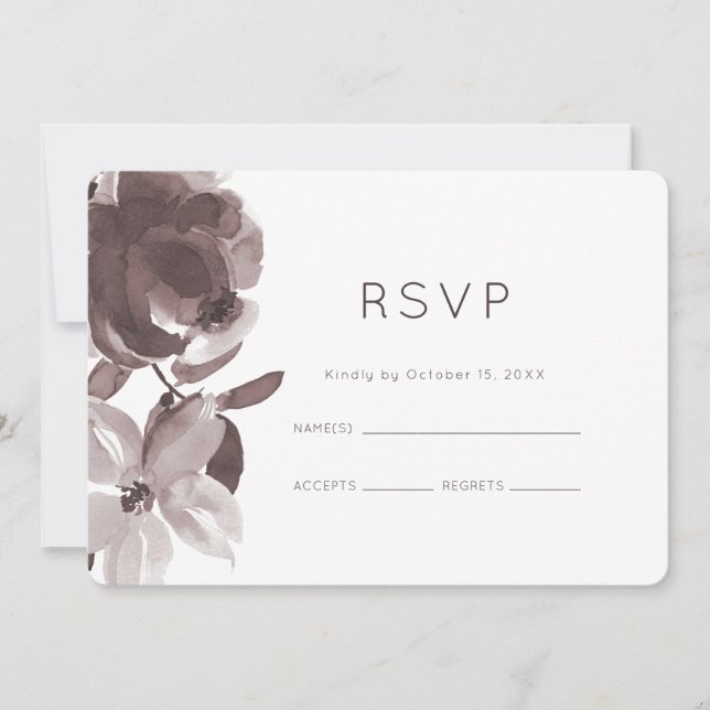 Convites Resposta de Casamento Floral Ameixa Bonita (Frente)
