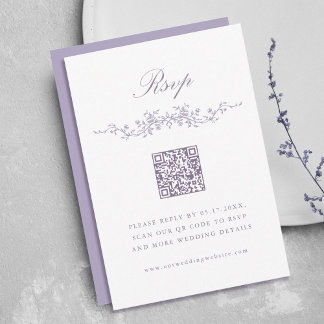 Convites Resposta de Casamento Floral de Lavanda Francesa C