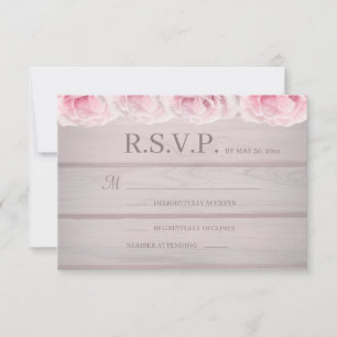 Convites Resposta de Casamento Floral Rosa Rosa Real Rústic