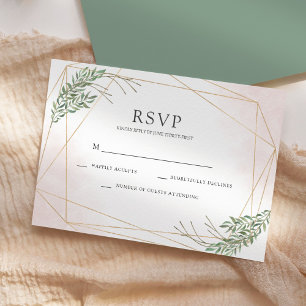 Convites Resposta de Casamento Folhas Verdes & Rubor