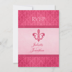 Convites Resposta de casamento formal Pink Fleur De Lis