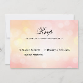 Convites Resposta de Casamento Luz Bokeh, brilho rosa, luxo