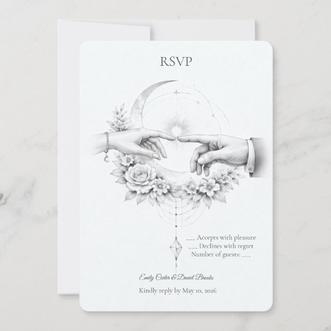 Convites Resposta de Casamento Romântico com Design Minimal (Frente)