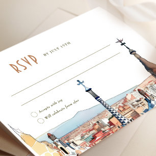 Convites Resposta de RSVP de Barcelona Inserção de Destino