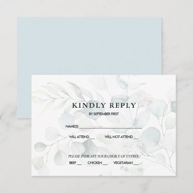 Convites Resposta de RSVP de casamento com eucalipto verde  (Frente/Verso)