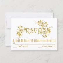 Resposta de RSVP de casamento floral em folha de p