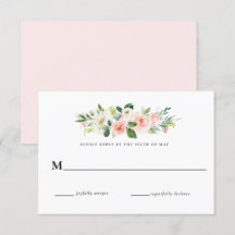 Resposta de RSVP de casamento floral rosa avermelh