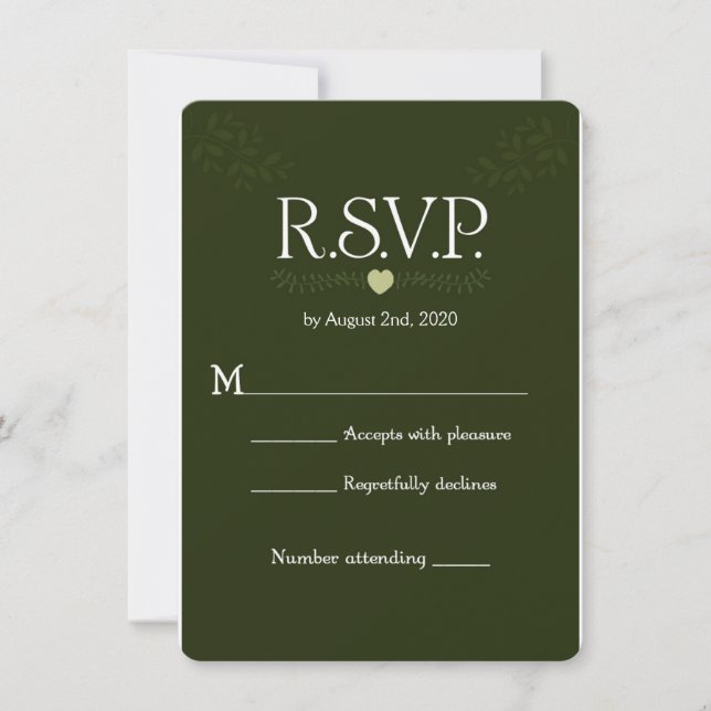 Convites Resposta de RSVP de Casamento Florestal Rústico Bo (Frente)