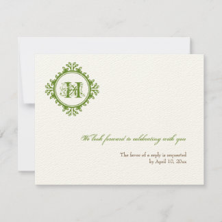 Convites Resposta de RSVP de casamento inicial verde de dec