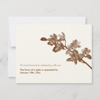 Convites Resposta de RSVP de casamento moderno marrom orquí