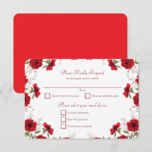 Convites Resposta de RSVP de Casamento Romântico com Rosa V