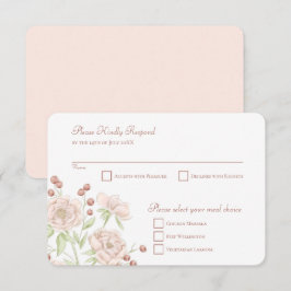 Convites Resposta de RSVP de Casamento Rosa Bege Moderno