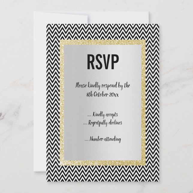 CONVITES RESPOSTA DE RSVP DE CHEVRON BRANCO BRANCO MODERNO  (Frente)