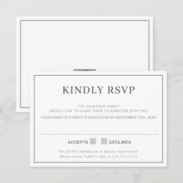 Convites RESPOSTA DE RSVP simples borda minimal cinza
