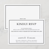 RESPOSTA DE RSVP simples borda minimal preta