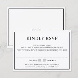 Convites RESPOSTA DE RSVP simples borda minimal preta