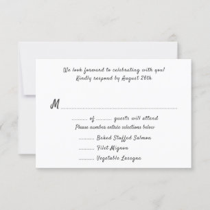 Convites Resposta do Menu de Contagem de Convidados - Cartã