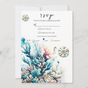 Convites Resposta para Casamento Aquarela Coral Splash Ocea
