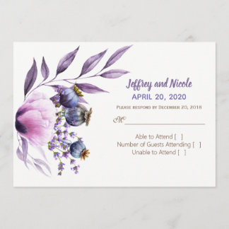 Convites Resposta para Casamento com Aquarela de Papoula La