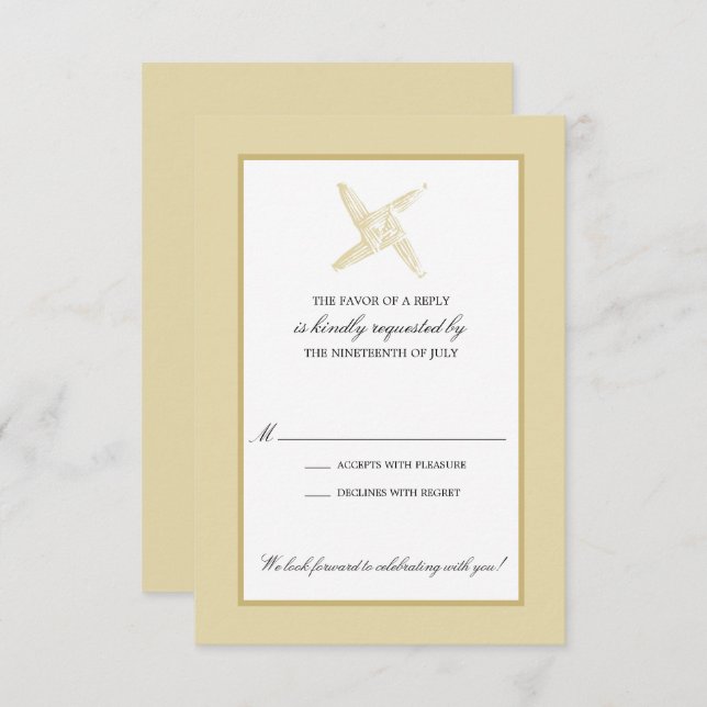 Convites Resposta para Casamento com Cruz da Sra. Brígida I (Frente/Verso)