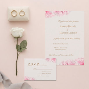 Convites Resposta para Casamento com Rosas Reais Rosa Român