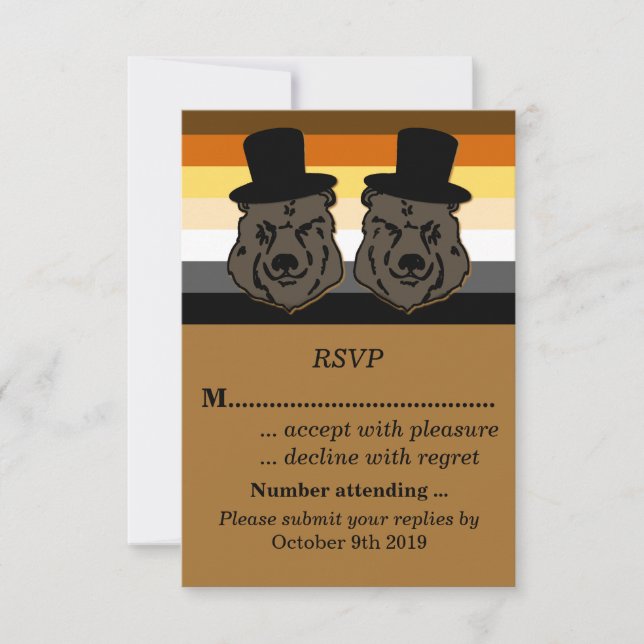 Convites Resposta para Casamento Orgulho do Urso para Noivo (Frente)