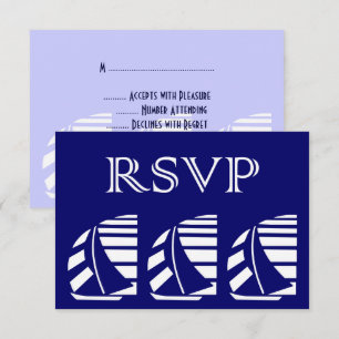 Convites Resposta RSVP Azul Personalizada com Velero Branco