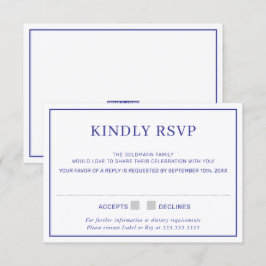 Convites RESPOSTA RSVP borda minimal simples azul real