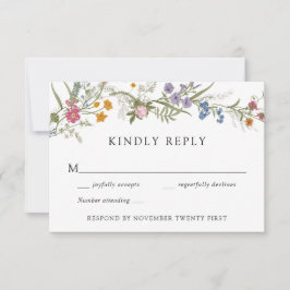 Convites Resposta RSVP de Casamento de Vintage Wildflower E