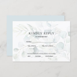 Convites Resposta RSVP de Casamento Eucalyptus Verde Azul