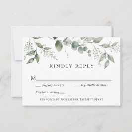 Convites Resposta RSVP de Casamento Eucalytpus Greenery