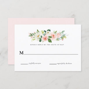 Convites Resposta RSVP de Casamento Floral Cor-de-Rosa Esbr