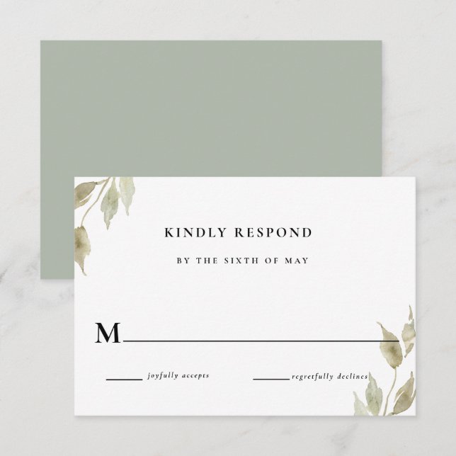 Convites Resposta RSVP de Casamento Floral Rosa Clássico (Frente/Verso)