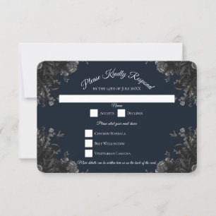 Convites Resposta RSVP de Casamento Gótico de Cinza Negra m
