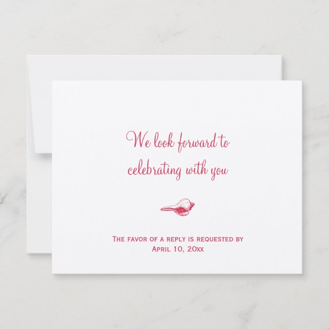 Convites resposta RSVP de invólucro de concha de casamento  (Frente)