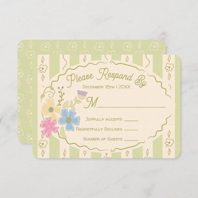 Convites Resposta RSVP Desenhada de Pacote de Sementes de F (Frente/Verso)